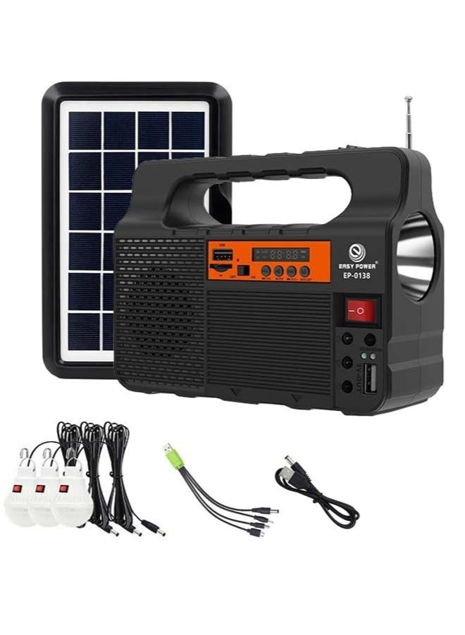 Portable Solar Generator, Built-In 3600Mah Battery, With Solar Panel & BT Speaker, Radio & Phone Charger Function, Multifunctional Flashlight Power Station, Ideal For Outdoor Camping & Emergency Illumination - Image 1