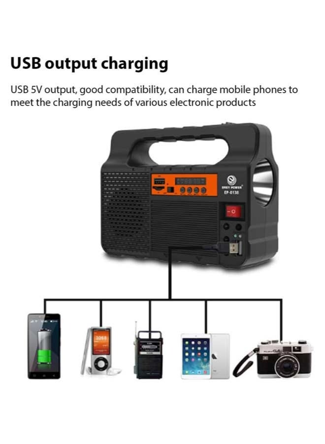 Portable Solar Generator, Built-In 3600Mah Battery, With Solar Panel & BT Speaker, Radio & Phone Charger Function, Multifunctional Flashlight Power Station, Ideal For Outdoor Camping & Emergency Illumination - Image 3