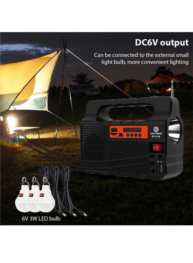 Portable Solar Generator, Built-In 3600Mah Battery, With Solar Panel & BT Speaker, Radio & Phone Charger Function, Multifunctional Flashlight Power Station, Ideal For Outdoor Camping & Emergency Illumination - Image 4