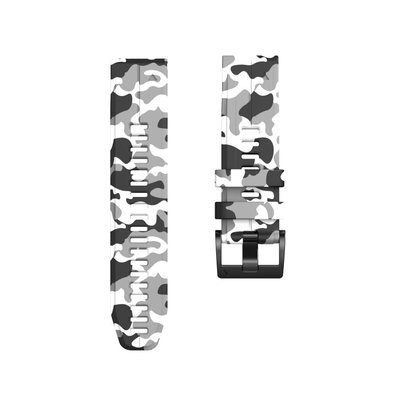 S-TOP For Garmin Fenix 7 Camouflage Silicone Watch Band(White) - Image 3