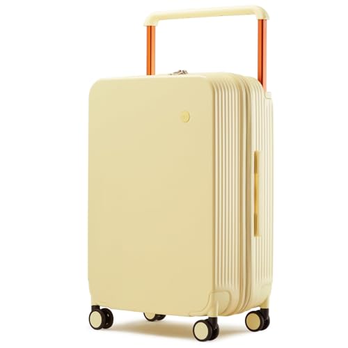 mixi Carry On Luggage Airline Approved Wide Handle Lightweight Luggage PC Hard Shell Suitcases Rolling Suitcases with Spinner Wheels & TSA Lock, 20 Inch Lark Yellow - Image 1