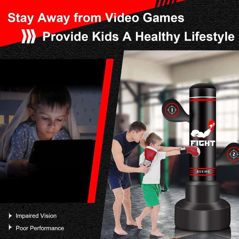 JUOIFIP Upgraded Heavy Freestanding Punching Bag for Adults Teens, 70â€ Standing Punching Bag with Gloves, Pump and Jump Rope, Boxing Reflex Ball, Women Men Kickboxing Bags for Training MMA Fitness Home Gym - Image 3