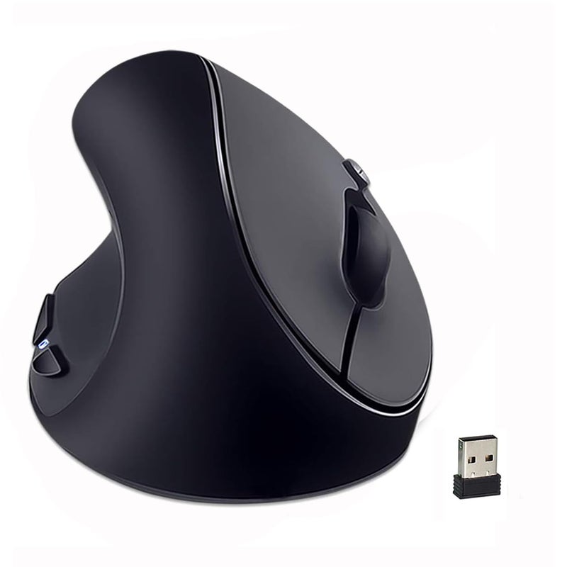 SUNGI Left-Handed Mouse,2.4GHz Ergonomic Vertical DPI 800/1200/1600 Wireless Mouse with USB Receiver for Left Hand,Black - Image 4