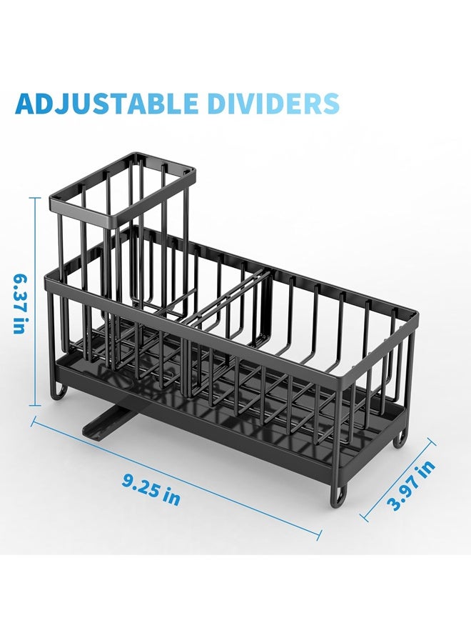 2 فرشاة الصحن من الدرجة حامل الغسالات، منظّم علبة الحبر مع حامل الفرشاة العالي، منظّم منضدة المطبخ ومستلزمات التخزين، مقاوم للصدأ 304 فولاذ لا يصدأ، منظّم موزع الصابون - Image 2