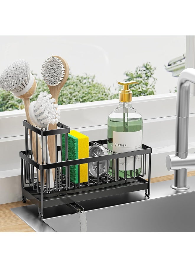 2 فرشاة الصحن من الدرجة حامل الغسالات، منظّم علبة الحبر مع حامل الفرشاة العالي، منظّم منضدة المطبخ ومستلزمات التخزين، مقاوم للصدأ 304 فولاذ لا يصدأ، منظّم موزع الصابون - Image 1