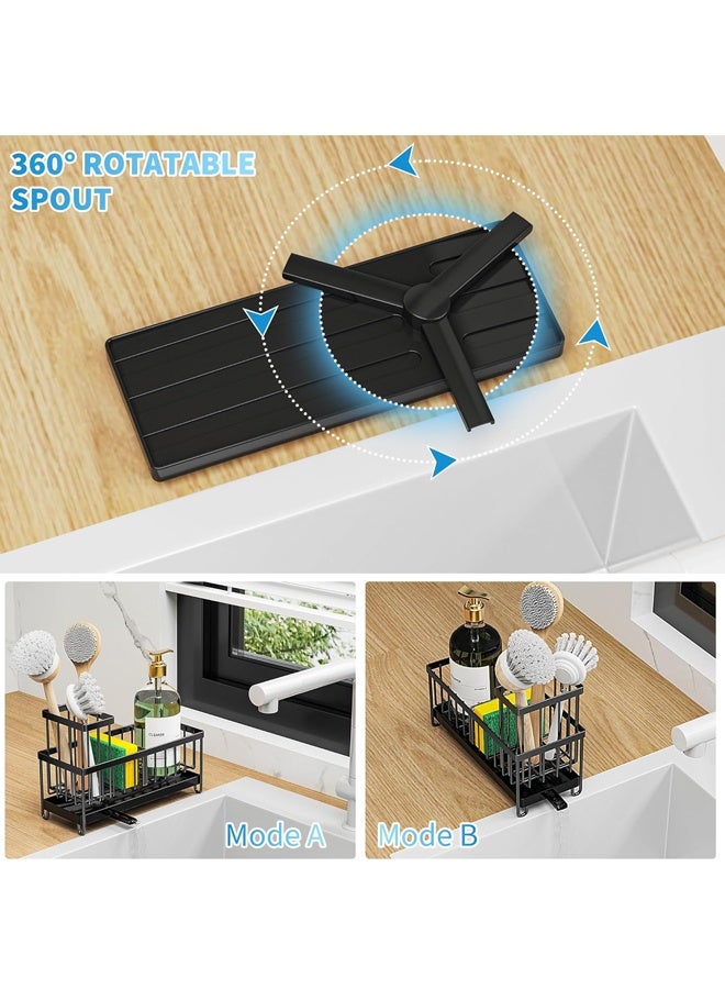 2 فرشاة الصحن من الدرجة حامل الغسالات، منظّم علبة الحبر مع حامل الفرشاة العالي، منظّم منضدة المطبخ ومستلزمات التخزين، مقاوم للصدأ 304 فولاذ لا يصدأ، منظّم موزع الصابون - Image 3