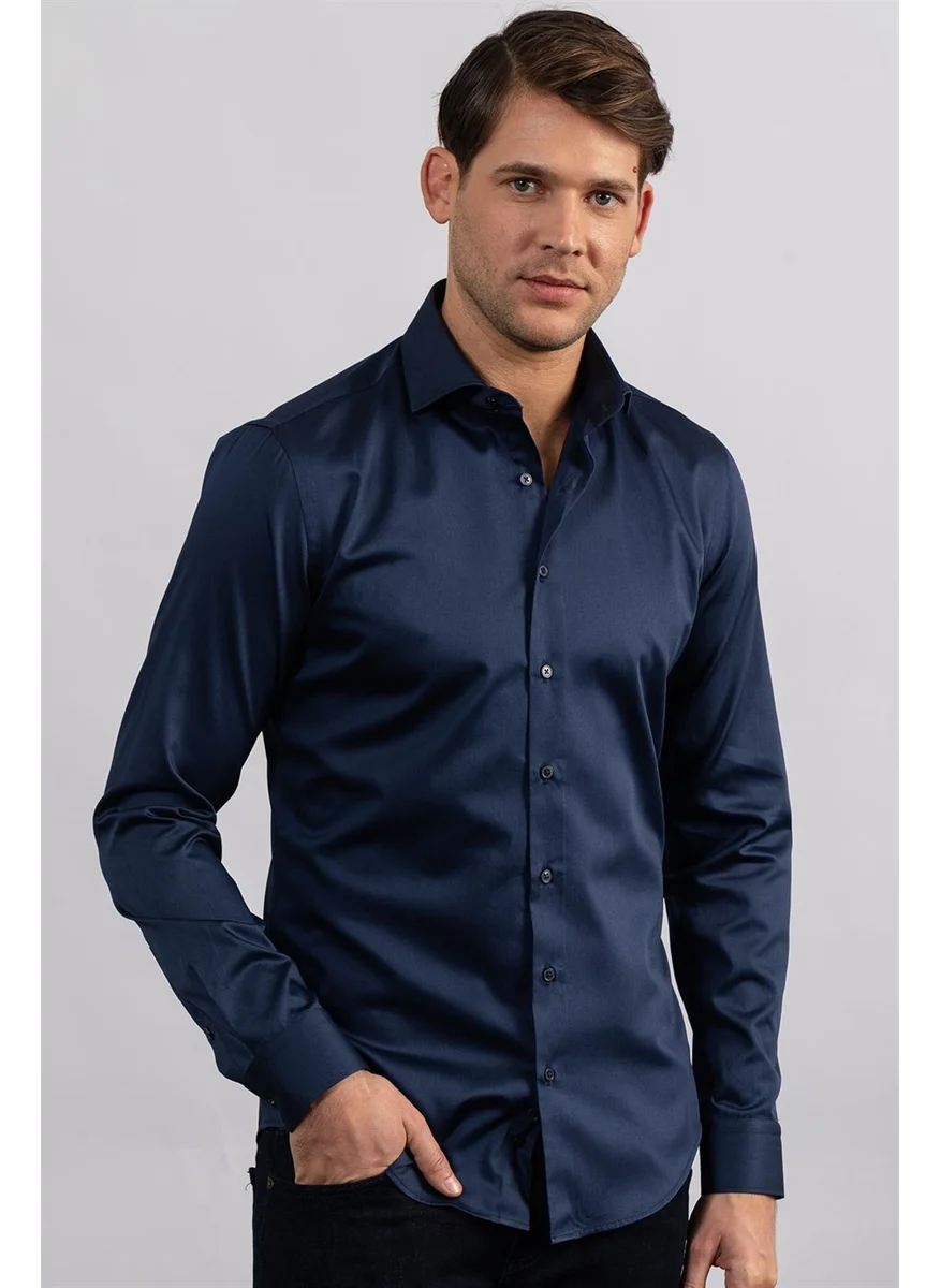 Tudors Slim Fit Cotton Satin Premium Series Men's Shirt