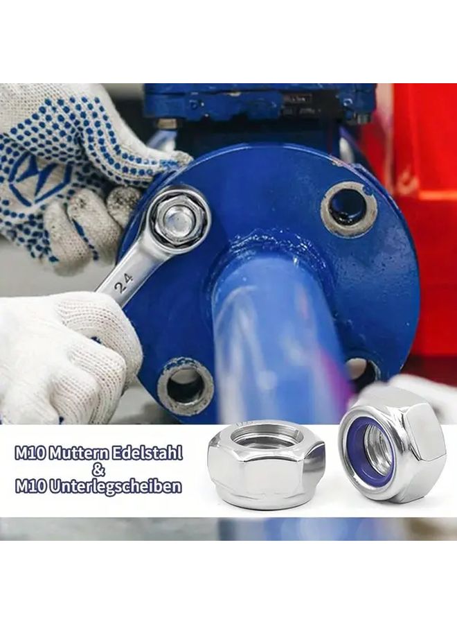 DIN985 A2 V2A Self Locking M10 Nuts 20 Pcs With Washers Stainless Steel Hex Cap Nuts - Image 4