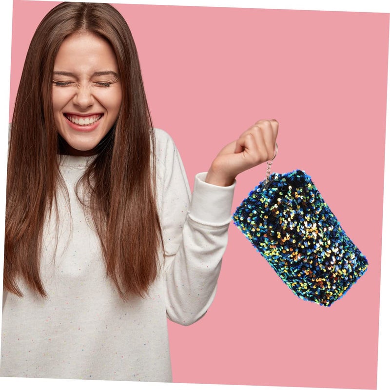 Large Capacity Sequin Cosmetic Bag Travel Makeup Pouch with Glitter Zipper Closure Lightweight Square Organizer - Image 3