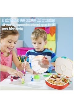 NANAO Bento Boxes Lunch Box For Kids Student,1300ML Drop And Leak Proof,Lightweight And Easy To Carry, With Own Handle No Bento Bag, 4 Compartment Food Container, With Cutlery（Yellow&Orange）  - Image 5