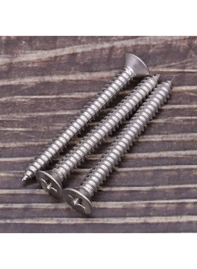 EASTLO #10 x 1-1/4" Flat Head Sheet Metal Screws Phillips Drive Wood Screws, 304 Stainless Steel 18-8, Self Tapping, Pack of 100 - Image 2