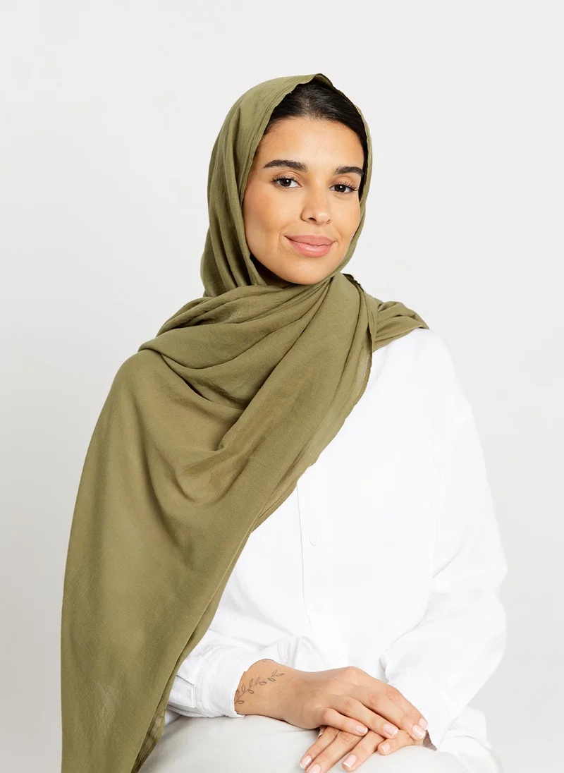 Kaafmeem Olive - Light Cotton Tarha