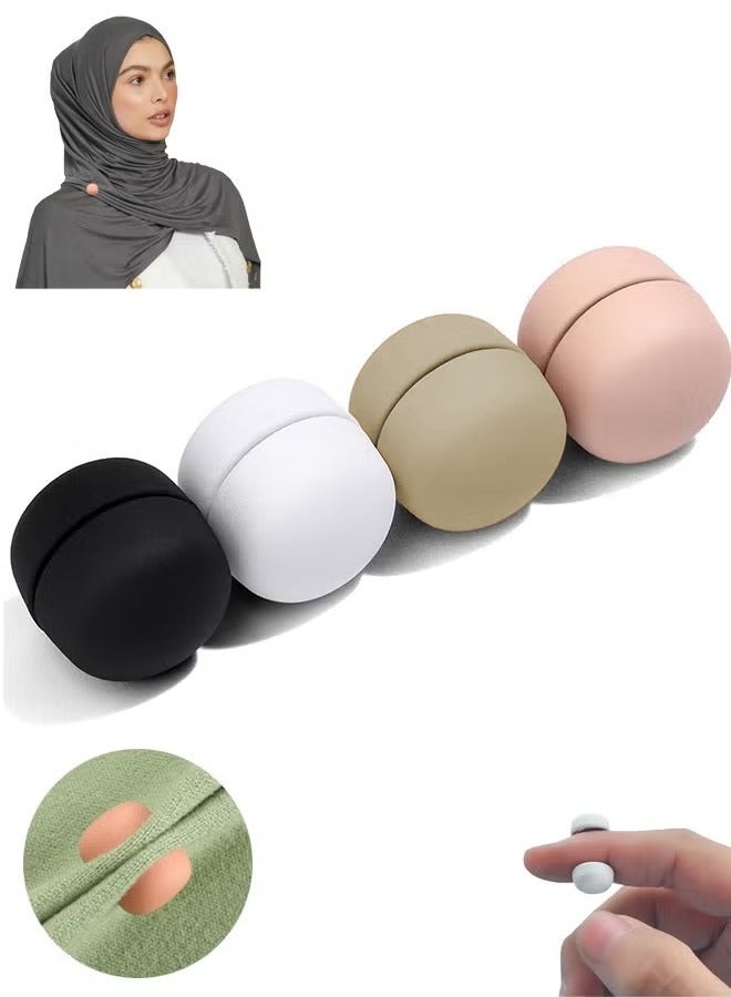 4 Pack Strong Magnetic Hijab Pins, Powerful Magnets Hijab Multi-Use Pinless Pins, Colorful Magnet Pins Scarf Magnetic Pin No-Snag Brooch Clasp for Clothes Dress Scarves (Matte) - Image 1