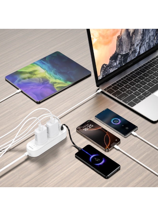 دوداو Dudao C7Uk-1.6Mw Extender Socket 5In1 2500W 1.6M 2Universal، 2 Type-C، 1 USB، 30W Pd و Qc C7 - أبيض - Image 2
