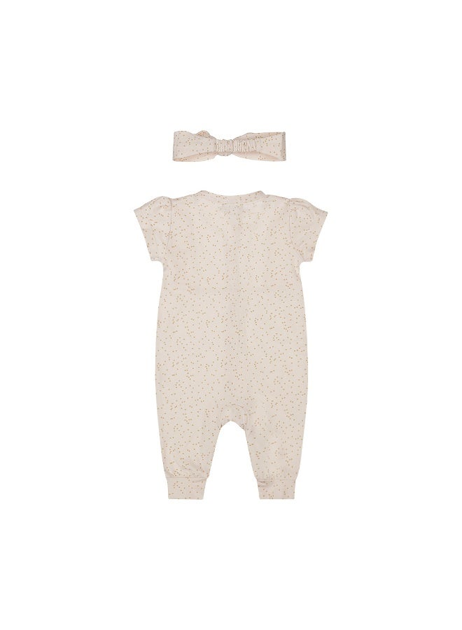 Dirkje Girls Baby Set Box Suit Hairband Light Pink Dot - Image 2