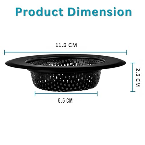 Hian Black Round Stainless Steel Kitchen Sink Strainer – Perforated Drain Filter for Food Waste & Clog Prevention | Rust-Resistant, Easy to Clean (Pack of 1) - Image 4