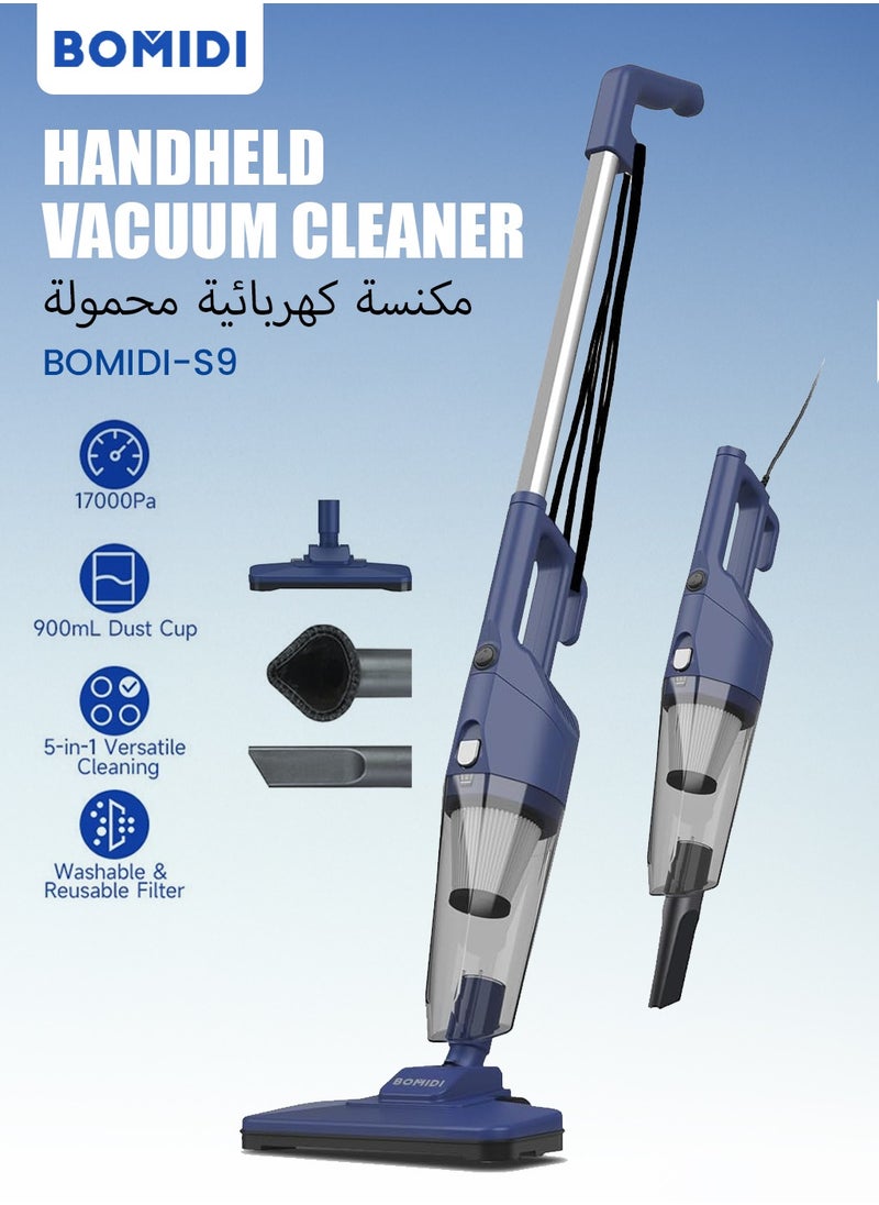 BOMIDI Portable Handheld Vacuum Cleaner with 17000Pa Strong Power 900mL Dust Cup, Quiet Suction- Stick Vacuum Cleaner for Wood, Carpet, Tile Floors S9- Blue  - Image 2