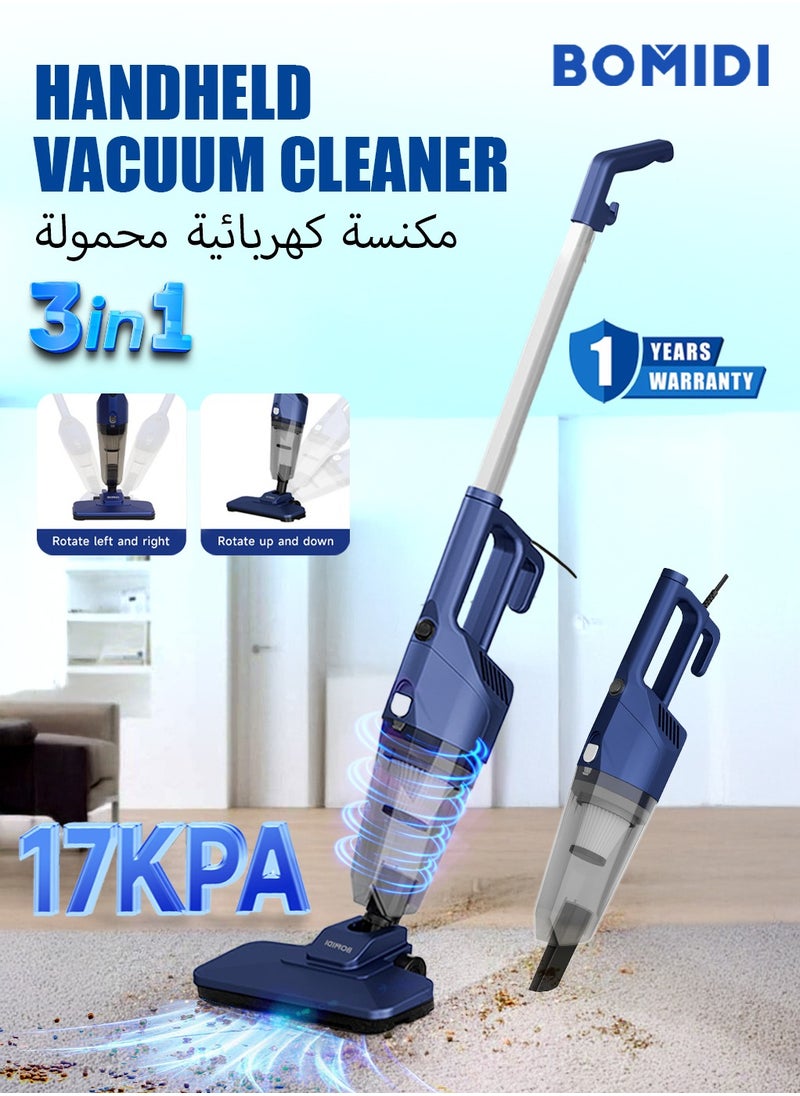 BOMIDI Portable Handheld Vacuum Cleaner with 17000Pa Strong Power 900mL Dust Cup, Quiet Suction- Stick Vacuum Cleaner for Wood, Carpet, Tile Floors S9- Blue  - Image 3