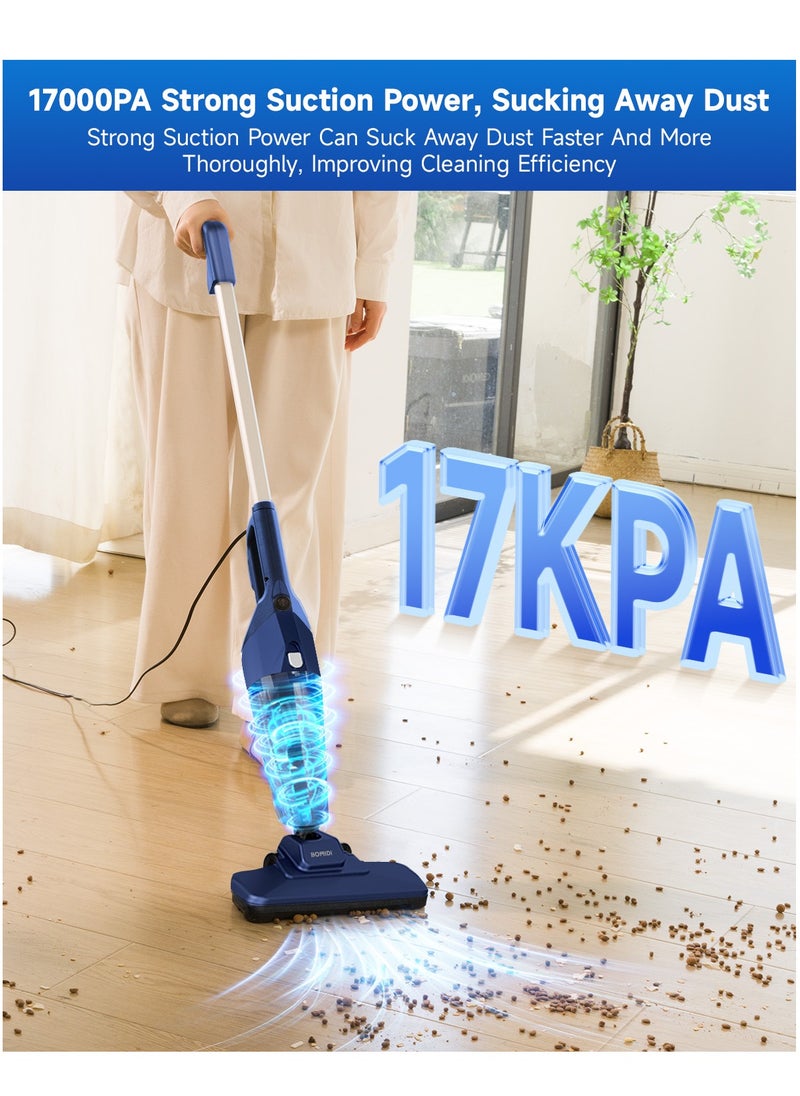 BOMIDI Portable Handheld Vacuum Cleaner with 17000Pa Strong Power 900mL Dust Cup, Quiet Suction- Stick Vacuum Cleaner for Wood, Carpet, Tile Floors S9- Blue  - Image 5