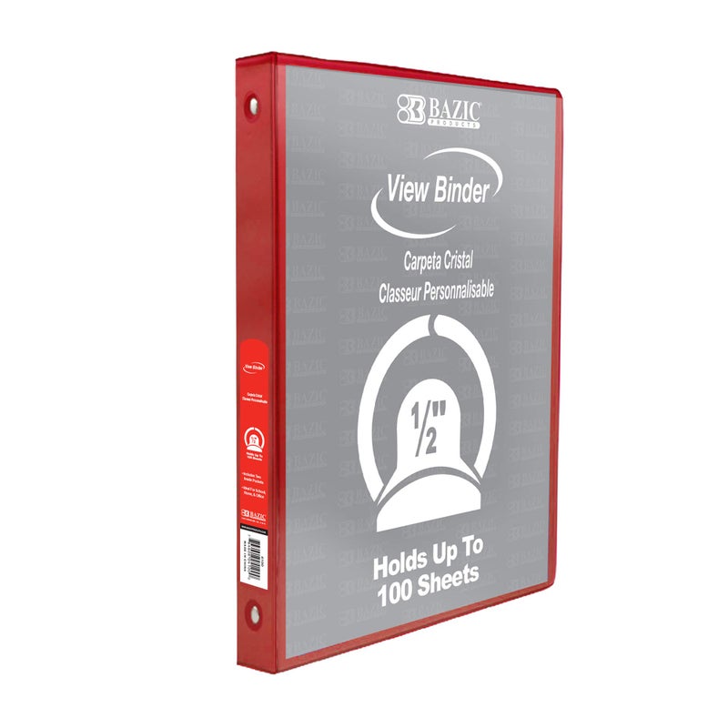 Bazic Products BAZIC 1/2" Red 3-Ring View Binder w/ 2-Pockets - Image 1