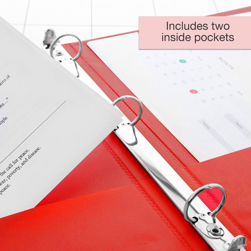 Bazic Products BAZIC 1/2" Red 3-Ring View Binder w/ 2-Pockets - Image 5