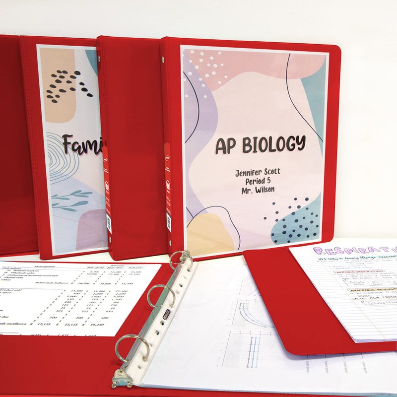 Bazic Products BAZIC 1/2" Red 3-Ring View Binder w/ 2-Pockets - Image 2