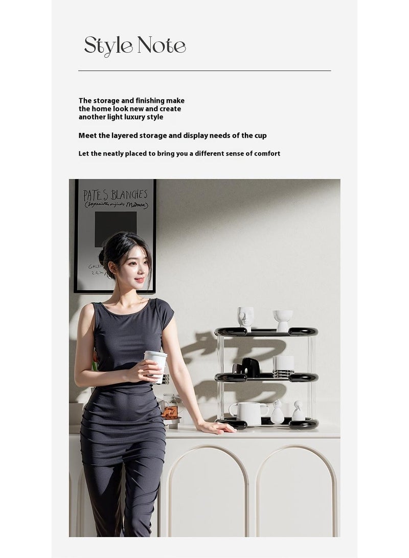 Bluejw Mug Holder Luxury Design Stackable Cup Storage Rack Transparent Cup Organizer Box Dustproof Water Bottle Organizer Kitchen Cabinet Storage Shelves for Tumblers Cups - Image 4