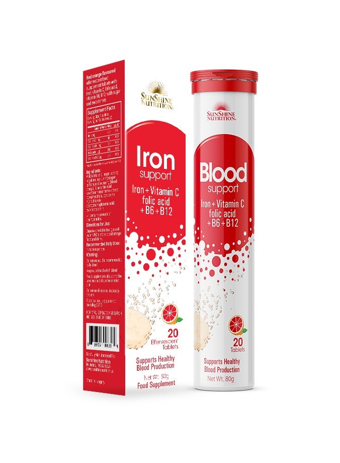 Sunshine Nutrition Iron Blood Orange Effervescent Tablets 20s