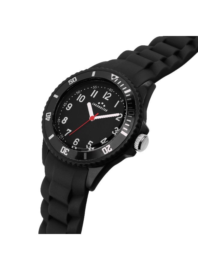 Chronostar Women's Black Round Analog Dial with Black Silicone Band Watch - 35mm - R3751288004 - Image 2
