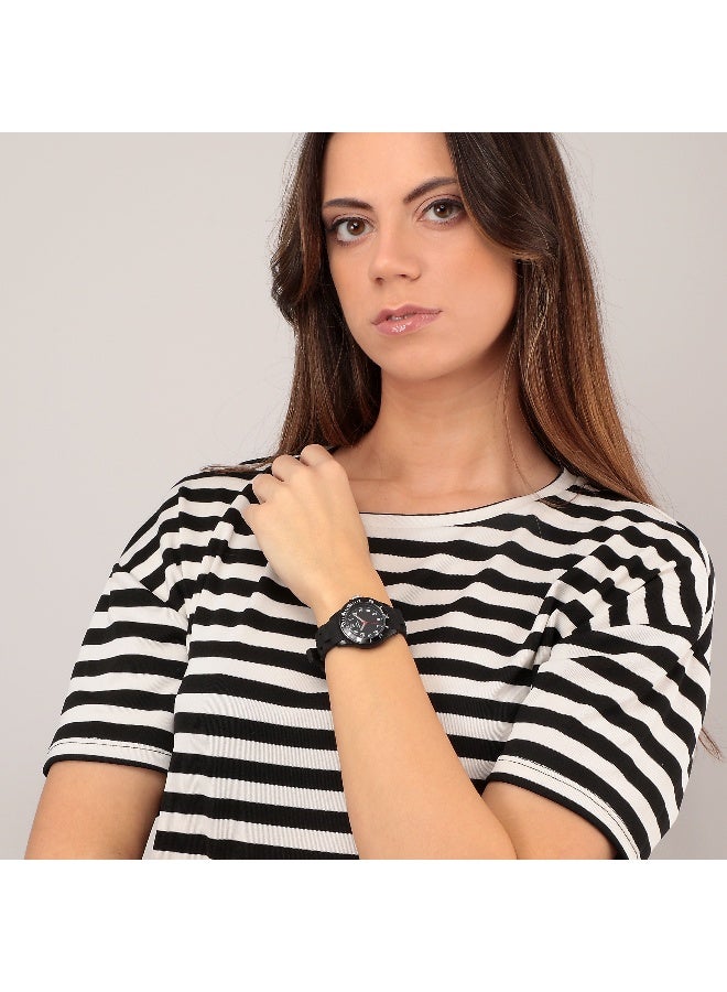 Chronostar Women's Black Round Analog Dial with Black Silicone Band Watch - 35mm - R3751288004 - Image 5