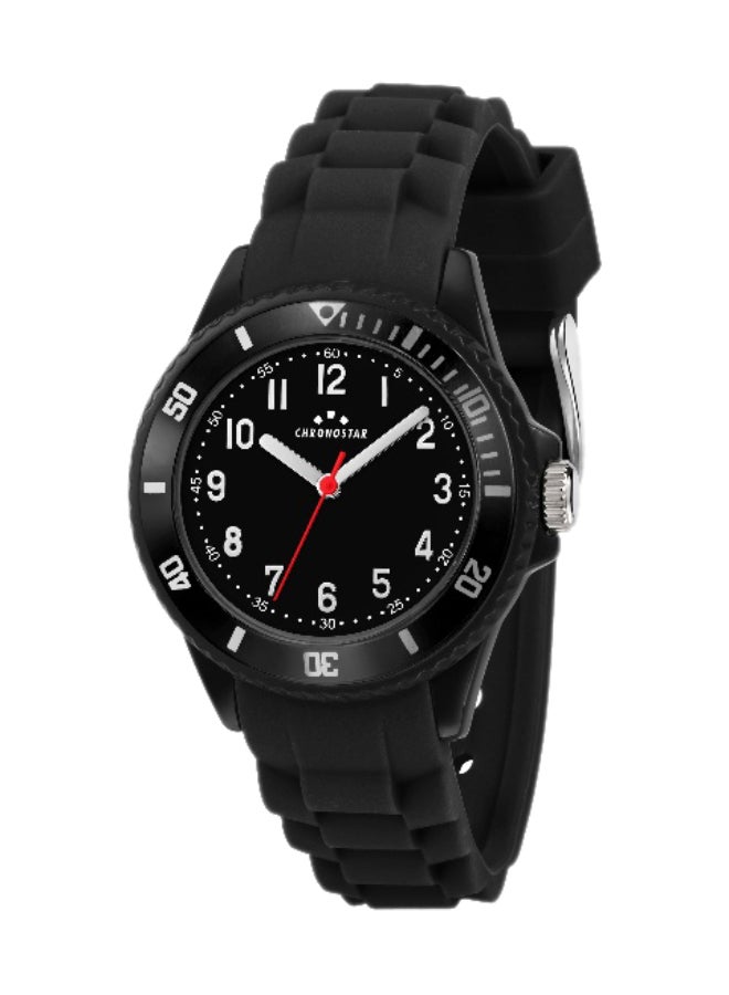 Chronostar Women's Black Round Analog Dial with Black Silicone Band Watch - 35mm - R3751288004 - Image 1