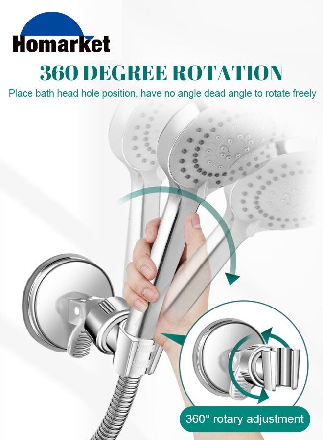 HomarKet Adjustable Shower Head Holder, Bathroom Suction Cup Handheld Shower Head Bracket, Removable Handheld Showerhead & Wall Mounted Suction Bracket (Silver) - Image 5