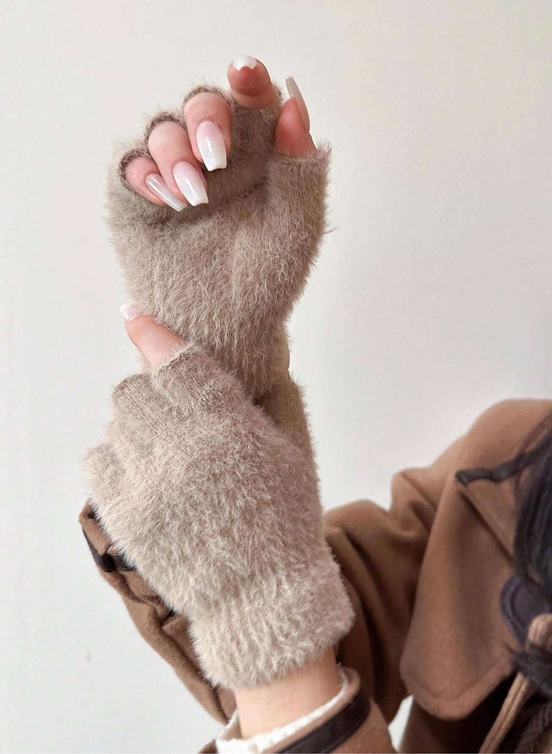 Women's soft fingerless winter gloves - Image 2