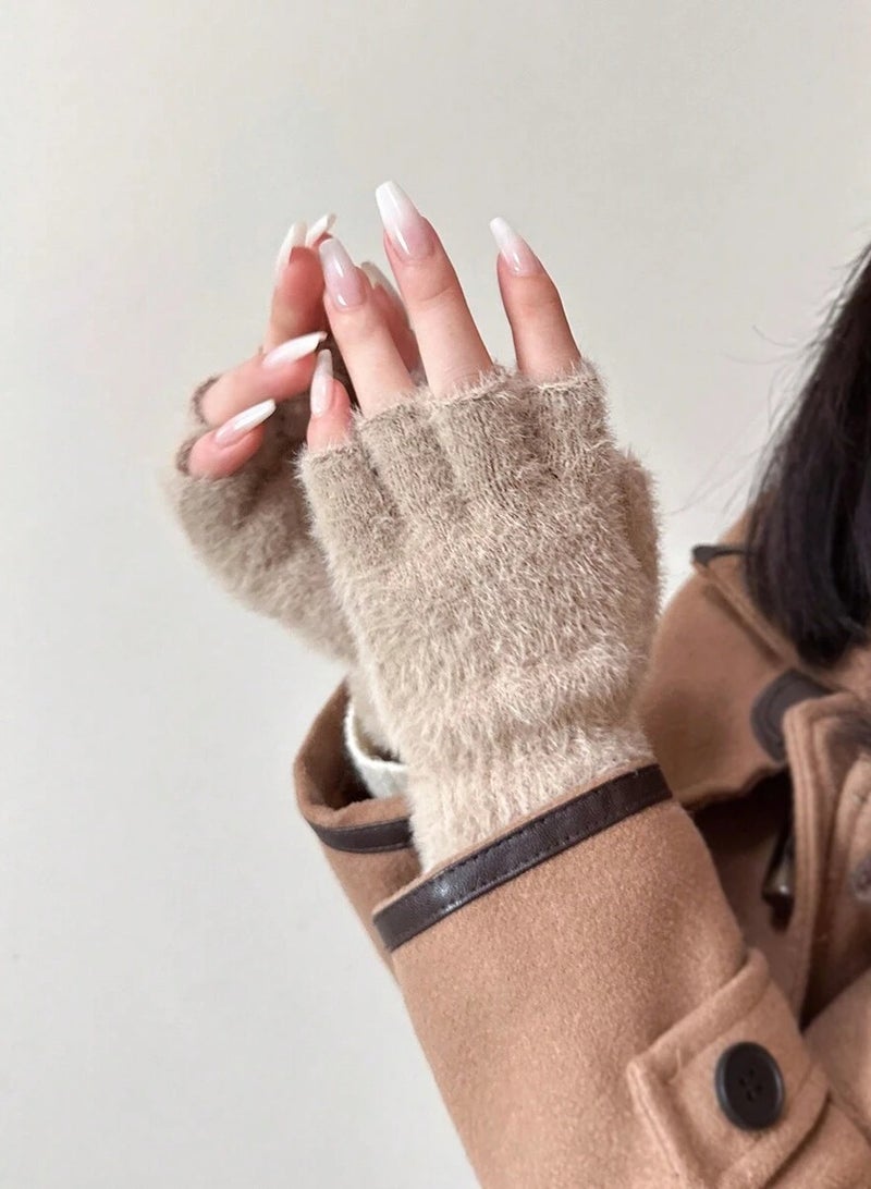 Women's soft fingerless winter gloves - Image 4
