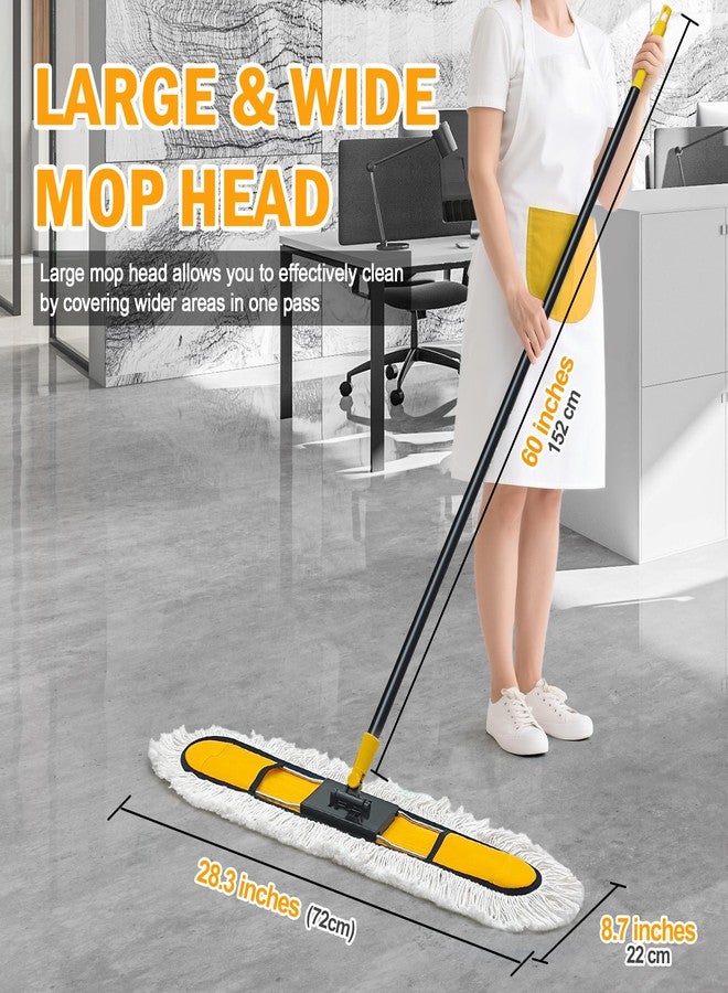 NEWE 24” Commercial Dust Mop, Large Dry Dust Push Broom Indoor, Wide Floor Duster for Laminate, Hardwood, Tile, Marble (Yellow) - Image 2