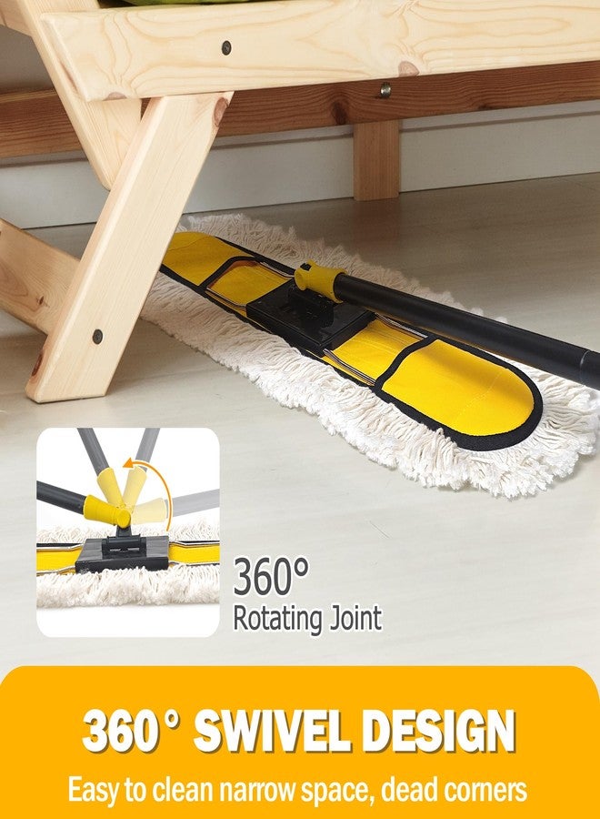 NEWE 24” Commercial Dust Mop, Large Dry Dust Push Broom Indoor, Wide Floor Duster for Laminate, Hardwood, Tile, Marble (Yellow) - Image 3