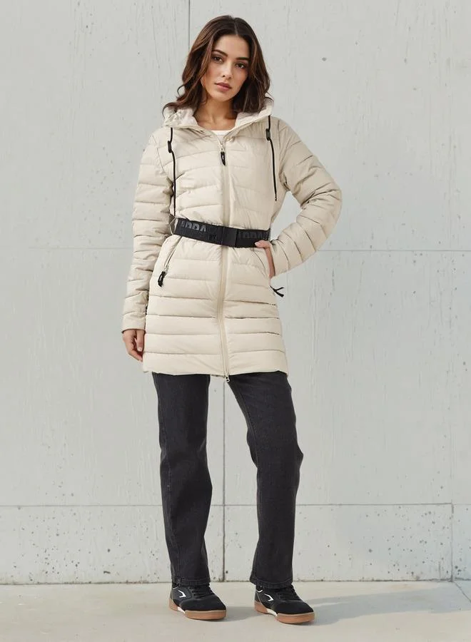 Kappa Kappa Women Belted Longline Puffer Jacket