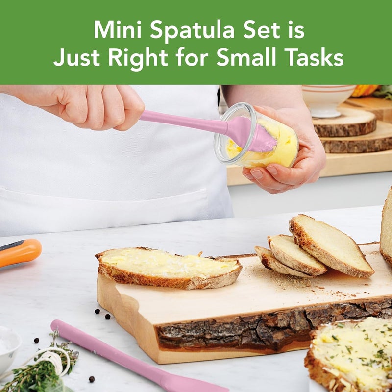 توفولو مجموعة أدوات مطبخ Flex-Core All-Silicone Mini Spatula & Spoonula، مكونة من ملعقة وملعقة صغيرتين، مصنوعة من السيليكون المقاوم للحرارة وخالية من مادة BPA، آمنة للاستخدام مع أواني الحديد الزهر والأواني غير اللاصقة، وقابلة للتنظيف في غسالة الأطباق. - Image 1