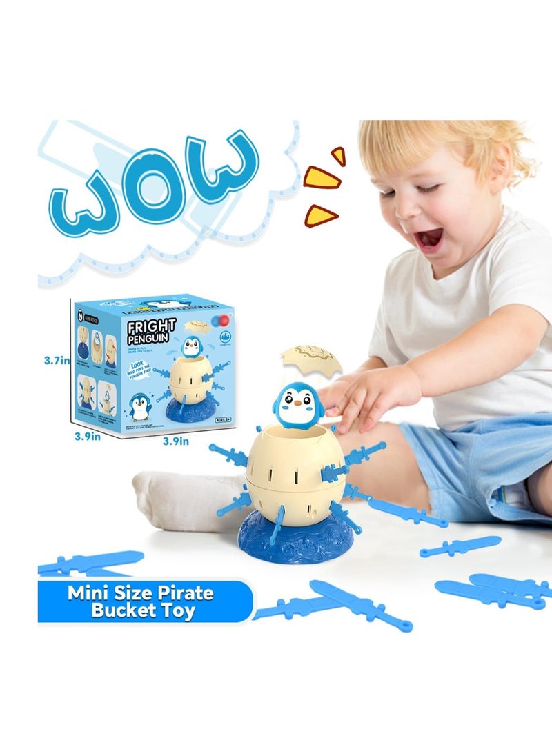 null - Mini Micro Pop-Up Kids Board Game, Pirate Barrel Insert, Party Tricks Parent-Child Interactive Game, Pirate Egg Table Toy, Party Activity Competition for Toddlers - Tiny Mini Size (Penguin) - Image 1