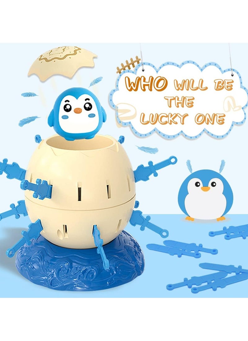 null - Mini Micro Pop-Up Kids Board Game, Pirate Barrel Insert, Party Tricks Parent-Child Interactive Game, Pirate Egg Table Toy, Party Activity Competition for Toddlers - Tiny Mini Size (Penguin) - Image 1