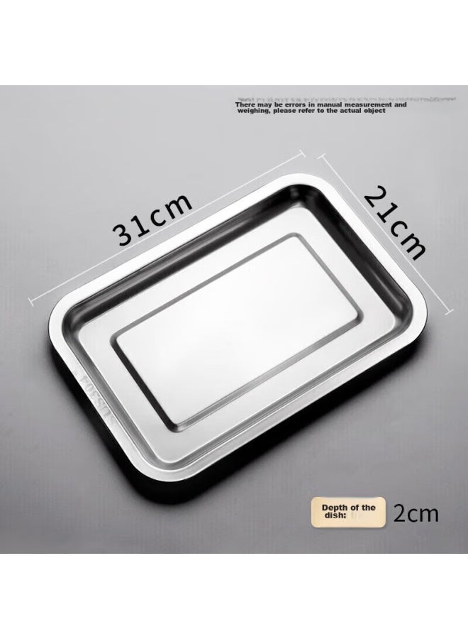kawatu Kawatu Stainless Steel Baking Tray, Serving Tray, Dinner Plate, Barbecue Grill, Oven Baking Tray, Barbecue Tool Accessory, Set Of Two  - Image 2