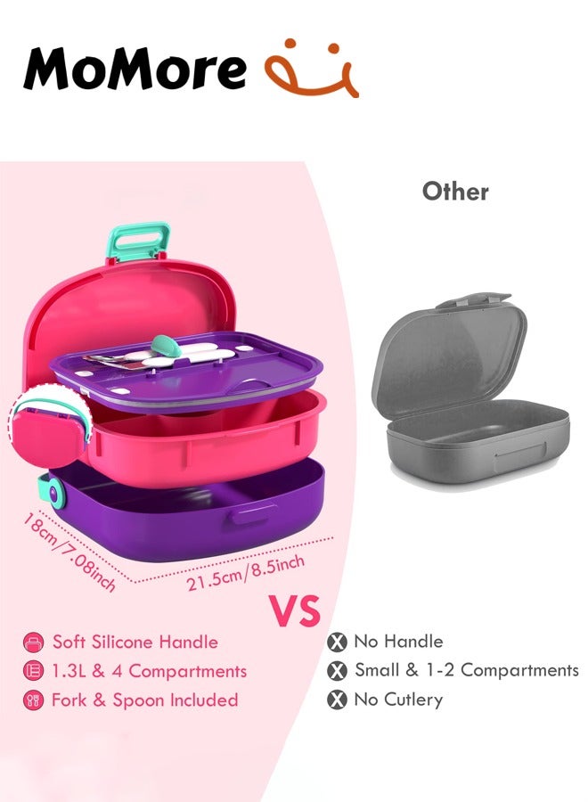 Momore Baby Leak Proof Bento Lunch Box With Handle, Purple - Image 2