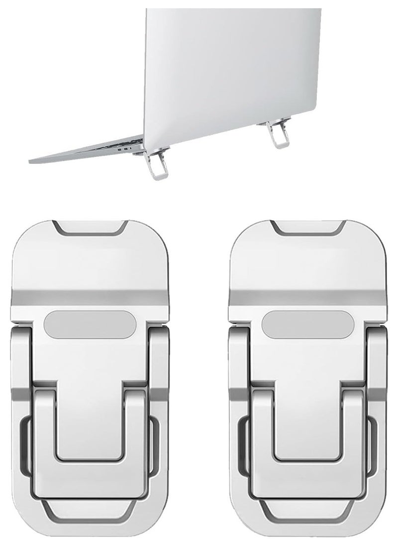 2PCS Alloy Mini  Foldable Laptop Stand, Portable Computer Keyboard Riser with 2 Adjustable Angles, Self-Adhesive Invisible Notebook Stand and Keyboard Lift for Desk
