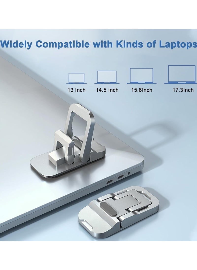2PCS Alloy Mini  Foldable Laptop Stand, Portable Computer Keyboard Riser with 2 Adjustable Angles, Self-Adhesive Invisible Notebook Stand and Keyboard Lift for Desk