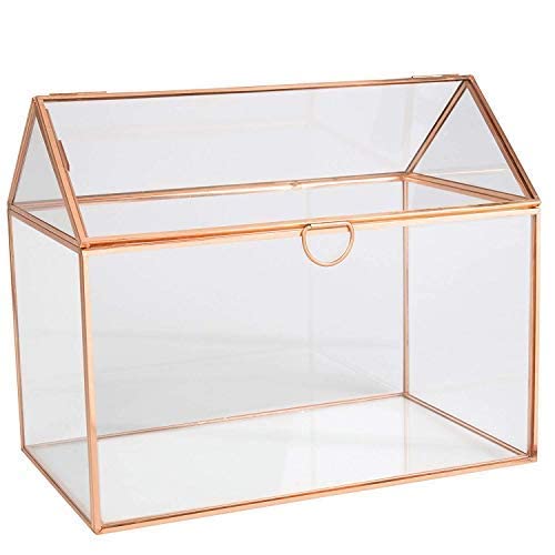 DECO D'Eco Glass House Plant Terrarium (10"x6"x8")- Tabletop Gold Geometric Planter Terrarium for Succulents, Air Plants, Moss - Summer Home, Garden Office & Wedding Botanical Decor - Gift for Plant Lovers - Image 2