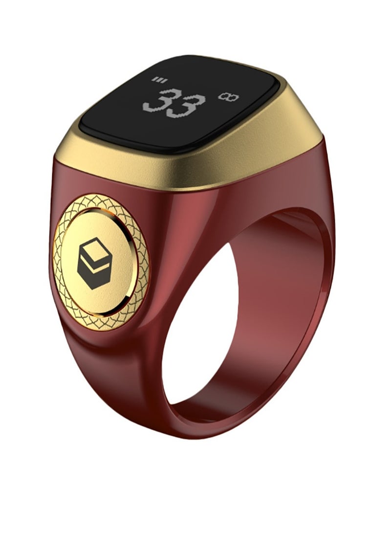 iQIBLA Smart Tasbih Zikr Ring Smart Ring App Operated Tasbih Counter Prayer Reminder Technology Plastic Waterproof Ring 18MM Ring Brown - Image 1