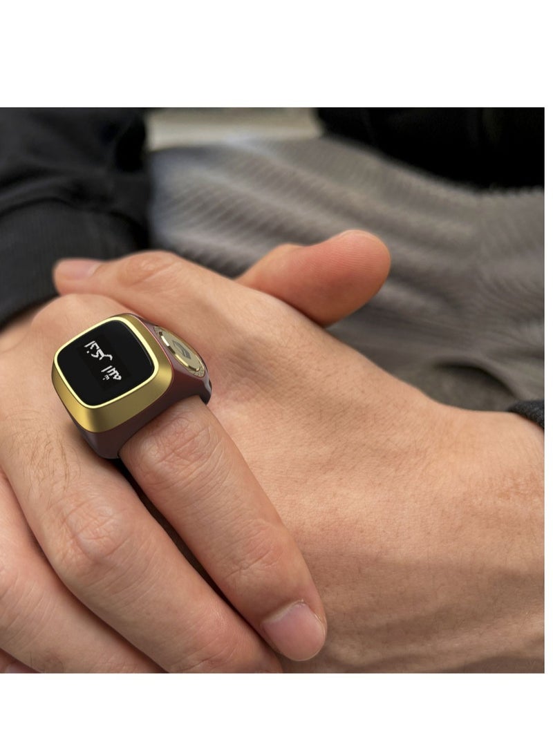iQIBLA Smart Tasbih Zikr Ring Smart Ring App Operated Tasbih Counter Prayer Reminder Technology Plastic Waterproof Ring 18MM Ring Brown - Image 5
