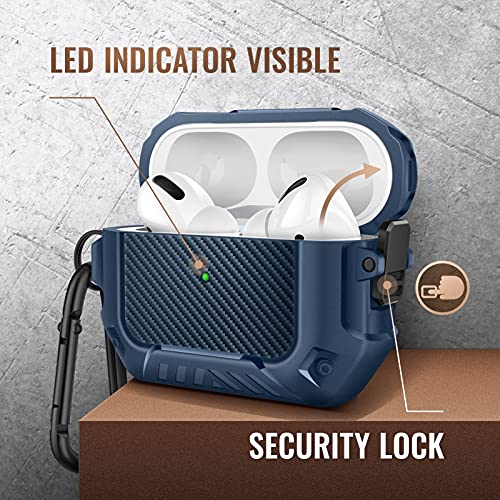 MOBOSI for Airpods Pro 2 Case, Compatible with AirPods Pro Case Cover 2nd/1st Generation with Lock&Keychain&Cleaner Kit, Full Body Shockproof Protective Hard Shell (2023/2022/2019), Blue - Image 2