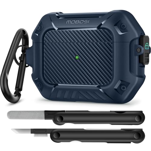 MOBOSI for Airpods Pro 2 Case, Compatible with AirPods Pro Case Cover 2nd/1st Generation with Lock&Keychain&Cleaner Kit, Full Body Shockproof Protective Hard Shell (2023/2022/2019), Blue - Image 1