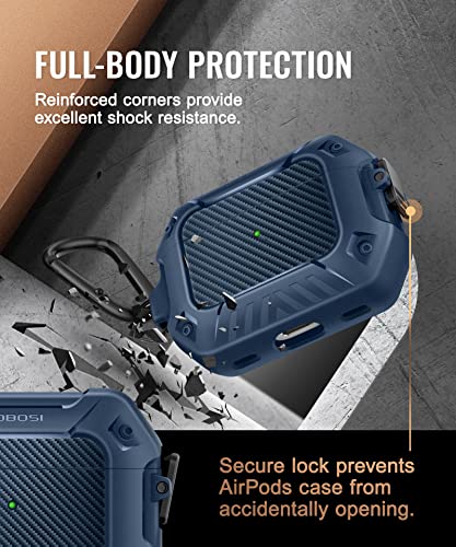 MOBOSI for Airpods Pro 2 Case, Compatible with AirPods Pro Case Cover 2nd/1st Generation with Lock&Keychain&Cleaner Kit, Full Body Shockproof Protective Hard Shell (2023/2022/2019), Blue - Image 3